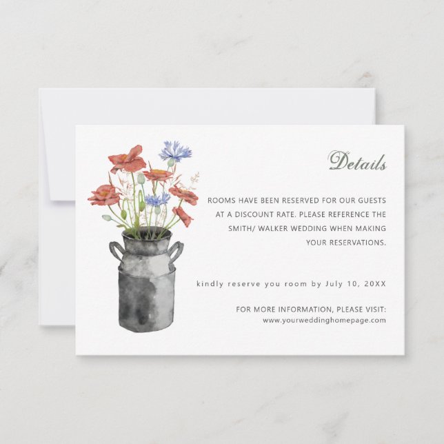 RSVP cartão de detalhes de flores silvestres rústicas (Frente)