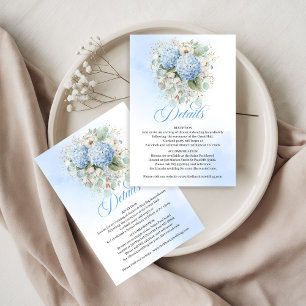 RSVP Cartão de detalhes de Hortênsia Azul Luxuoso com d