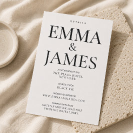 RSVP Cartão de Detalhes de Luxo com Tipografia Vertical