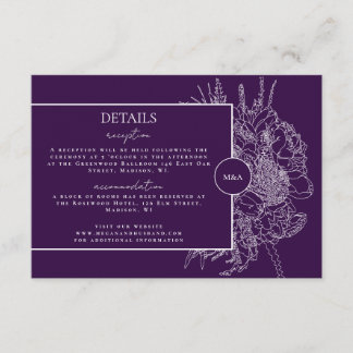 RSVP Cartão de Detalhes do Boquete Floral Moderno e Ele
