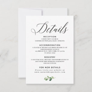 RSVP cartão de detalhes do casamento