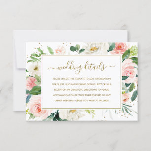 RSVP Cartão de Detalhes do Casamento Dourado Floral Dou