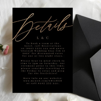 RSVP Cartão de Detalhes do Casamento Dourado Simples El