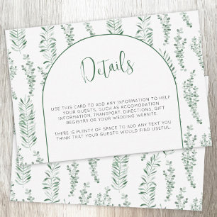 RSVP Cartão de Detalhes do Casamento Elegante Eucalyptu