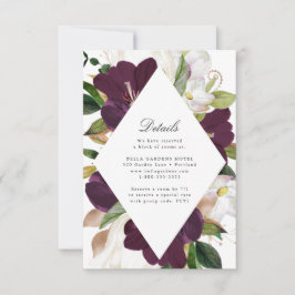 RSVP Cartão de Detalhes do Casamento | Flor de Ameixa E