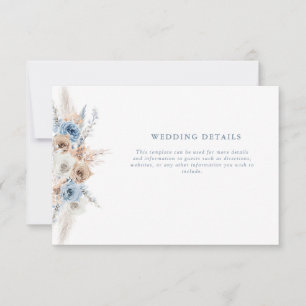 RSVP cartão de detalhes do casamento floral azul de boh