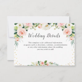 RSVP cartão de detalhes do casamento floral cor-de-rosa