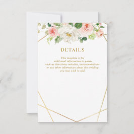 RSVP cartão de detalhes do casamento floral cor-de-rosa