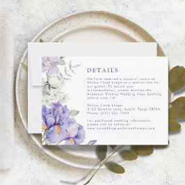 RSVP Cartão de Detalhes do Casamento Floral Iris Roxo-R