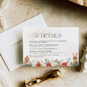 RSVP Cartão de Detalhes do Casamento Pinecone, Verdinho