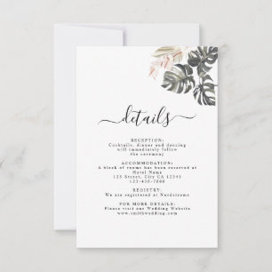 RSVP Cartão de Detalhes do Casamento Tropical Floral Pa