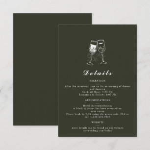 RSVP Cartão de Detalhes do Casamento Verde de Madeira O