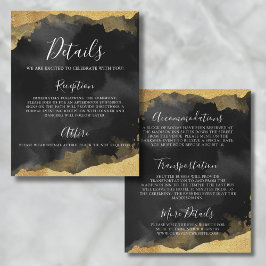 RSVP Cartão de Detalhes do Evento Dourado Watercolor Mi