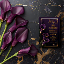 RSVP Cartão de Detalhes do Script de Lírios Roxos de Ca