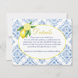 RSVP Cartão de detalhes florais italianos com azulejos