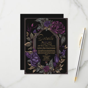 RSVP Cartão de Detalhes Floral do Elegante Vintage Goth