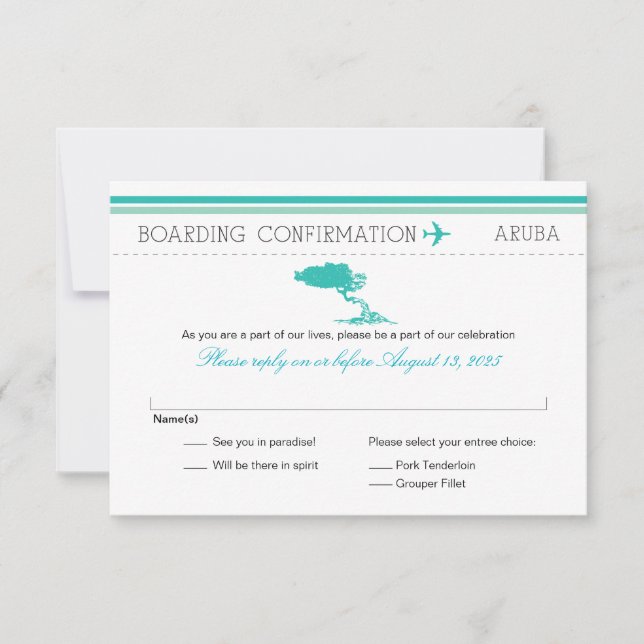RSVP Cartão de Embarque para Aruba (Frente)