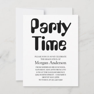 RSVP Cartão de Festa de Graduação Preto e Branco Elegan