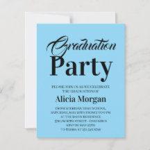 Cartão de Festa de Graduação Simples Preto e Branc