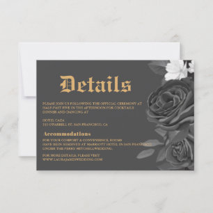 RSVP Cartão de gabinete de Rosa preto de casamento góti