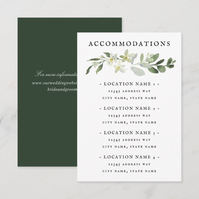 RSVP Cartão de Gabinete Elegante para Alojamentos em Ve (Frente/Verso)