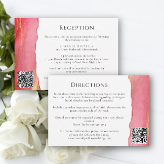RSVP Cartão de Informação de Casamento Rosa-Coral Moder