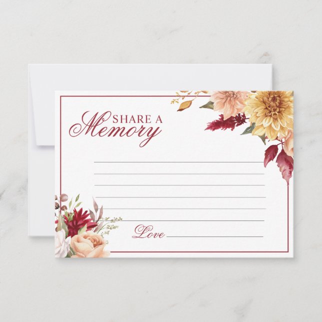 RSVP Cartão de Memória de Flores de Outono para Funeral (Frente)