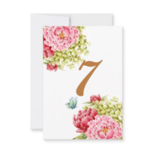 Cartão de Mesa n.o 7 para peões e Hydrangea