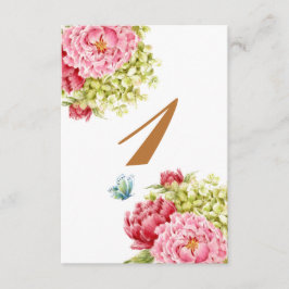RSVP Cartão de Mesa Peônias e Hydrangea Número 1