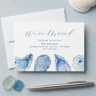 RSVP Cartão de Mudança de Endereço Oyster Blue Watercol