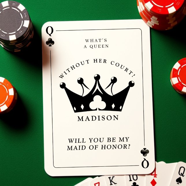 RSVP Cartão de Proposta da Rainha do Pôquer de Clubs (Queen of Clubs Poker Bridesmaid Proposal Card
)