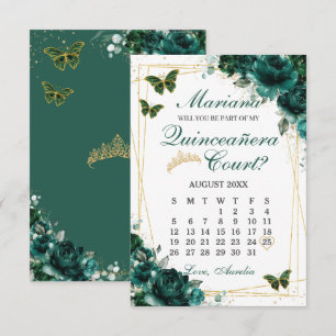 RSVP Cartão de Proposta para Corte de Quinceanera Verde