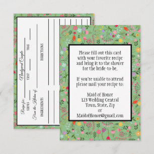 RSVP Cartão de Receita de Chá de Noiva Jardim de Flores