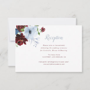 RSVP cartão de recepção de casamento azul empoeirado