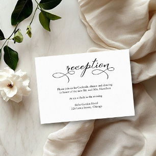 RSVP Cartão de Recepção de Casamento com Letra Preta El
