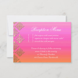 RSVP Cartão de Recepção de Casamento Damasco Indiano Ro