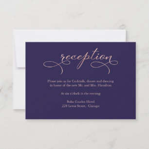 RSVP Cartão de Recepção de Casamento em Azul Naval com