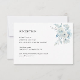 RSVP cartão de recepção de casamento floral azul elegan