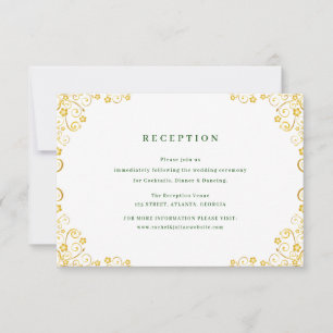 RSVP cartão de recepção de casamento floral de ouro ele