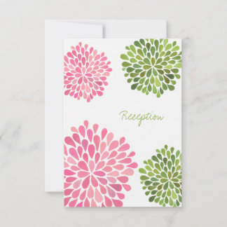 RSVP Cartão de Recepção de Casamento Flores Rosa & Verd