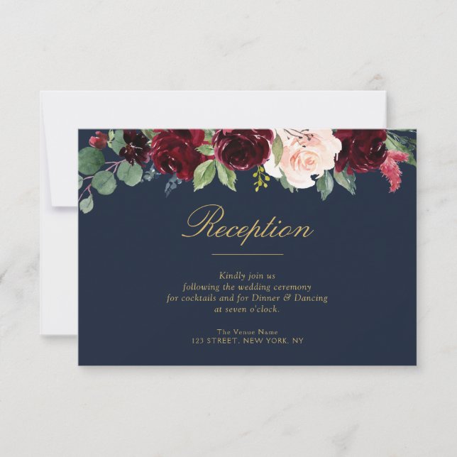 RSVP Cartão de recepção de casamento para flores e mari (Frente)