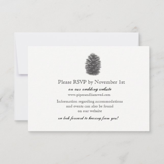 RSVP Cartão de Recepção de Casamento Pine Cone (Frente)