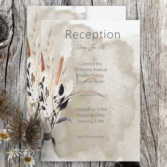 RSVP Cartão de Recepção Moderno do Buquê Rustic Boho (Criador carregado)