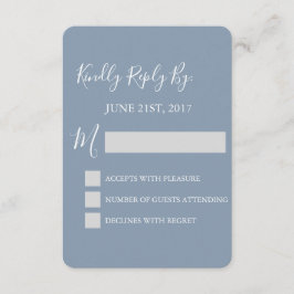 RSVP - Cartão de Resposta de Casamento Azul Dusty
