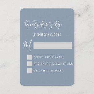 RSVP - Cartão de Resposta de Casamento Azul Dusty