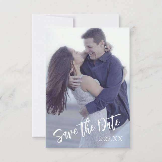 RSVP Cartão de Save the Date de Casamento Floral com Fo (Frente)