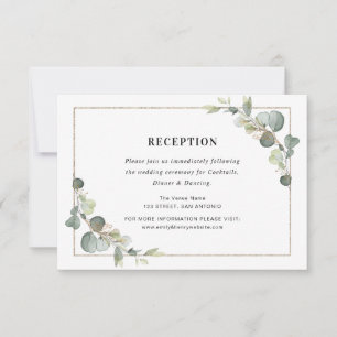 RSVP cartão geométrico de recepção de casamento eucalyp