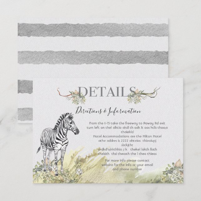 RSVP Cartão informativo de Detalhes do Casamento da Sel (Frente/Verso)