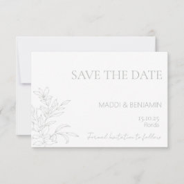RSVP Cartão Minimalista de Save the Date Floral em Verd