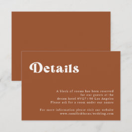 RSVP Cartão Pormenores de Casamento Retro Terracotta